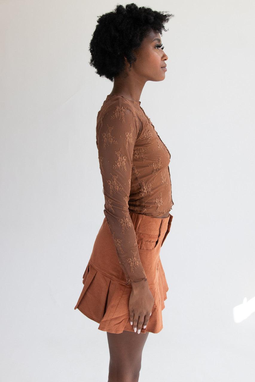 Long Sleeve Mesh Lace Top With Cami Product Image