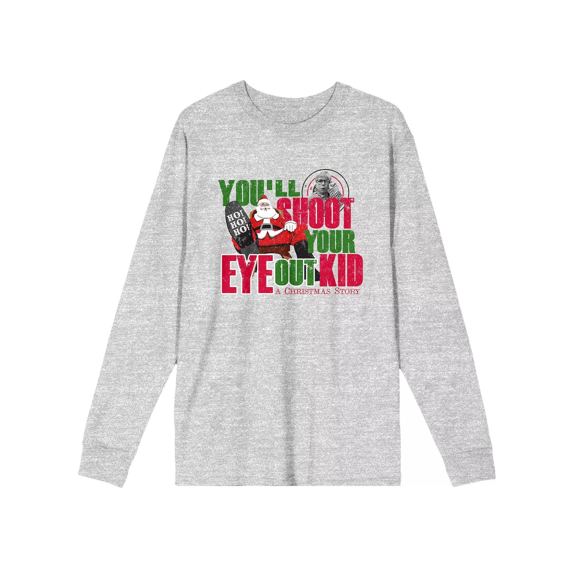 Men's A Christmas Story You'll Shoot Your Eye Out Long Sleeve Tee, Size: Small, Grey Product Image