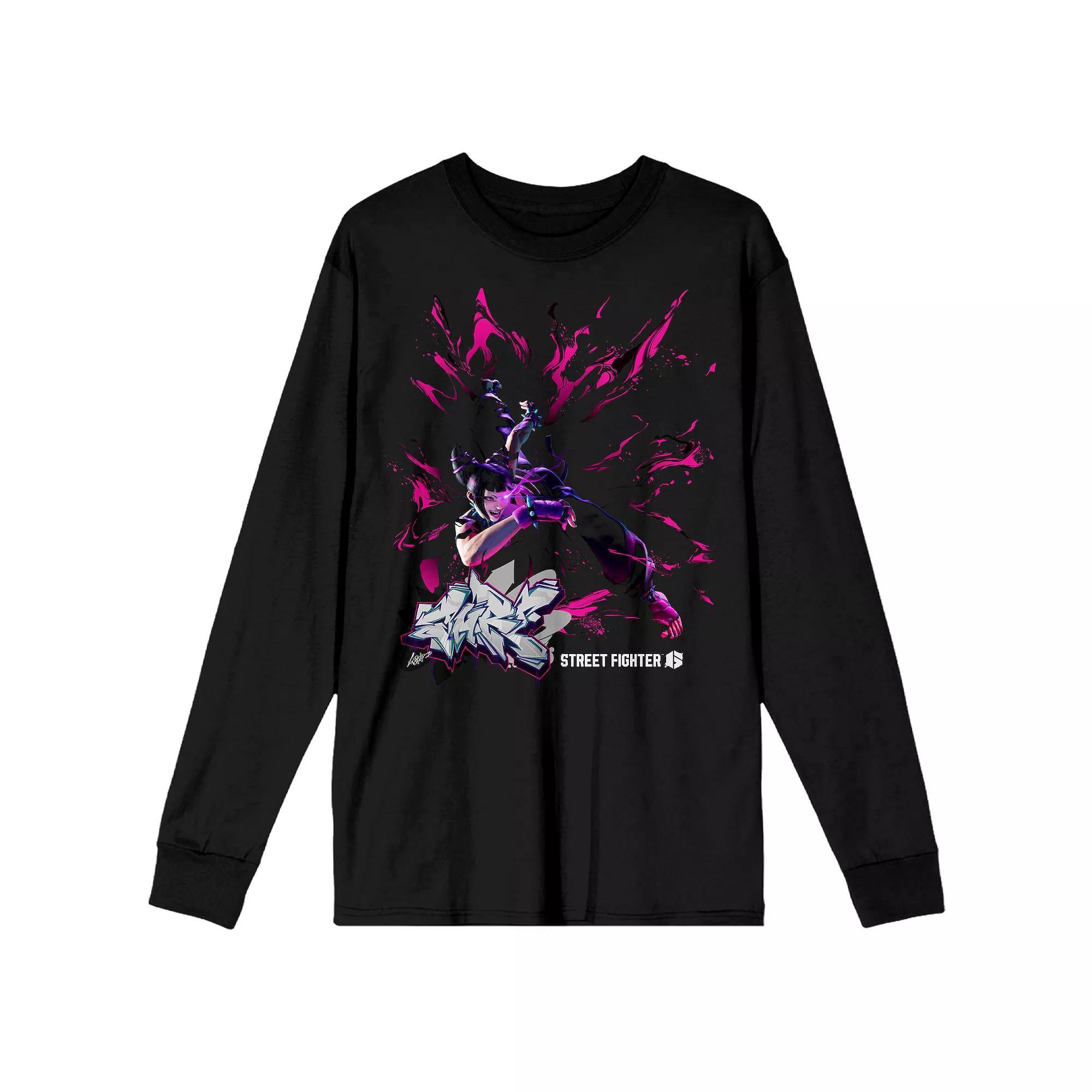 Men's Street Fighter VI Juri Long Sleeve Graphic Tee, Size: Small, Black Product Image