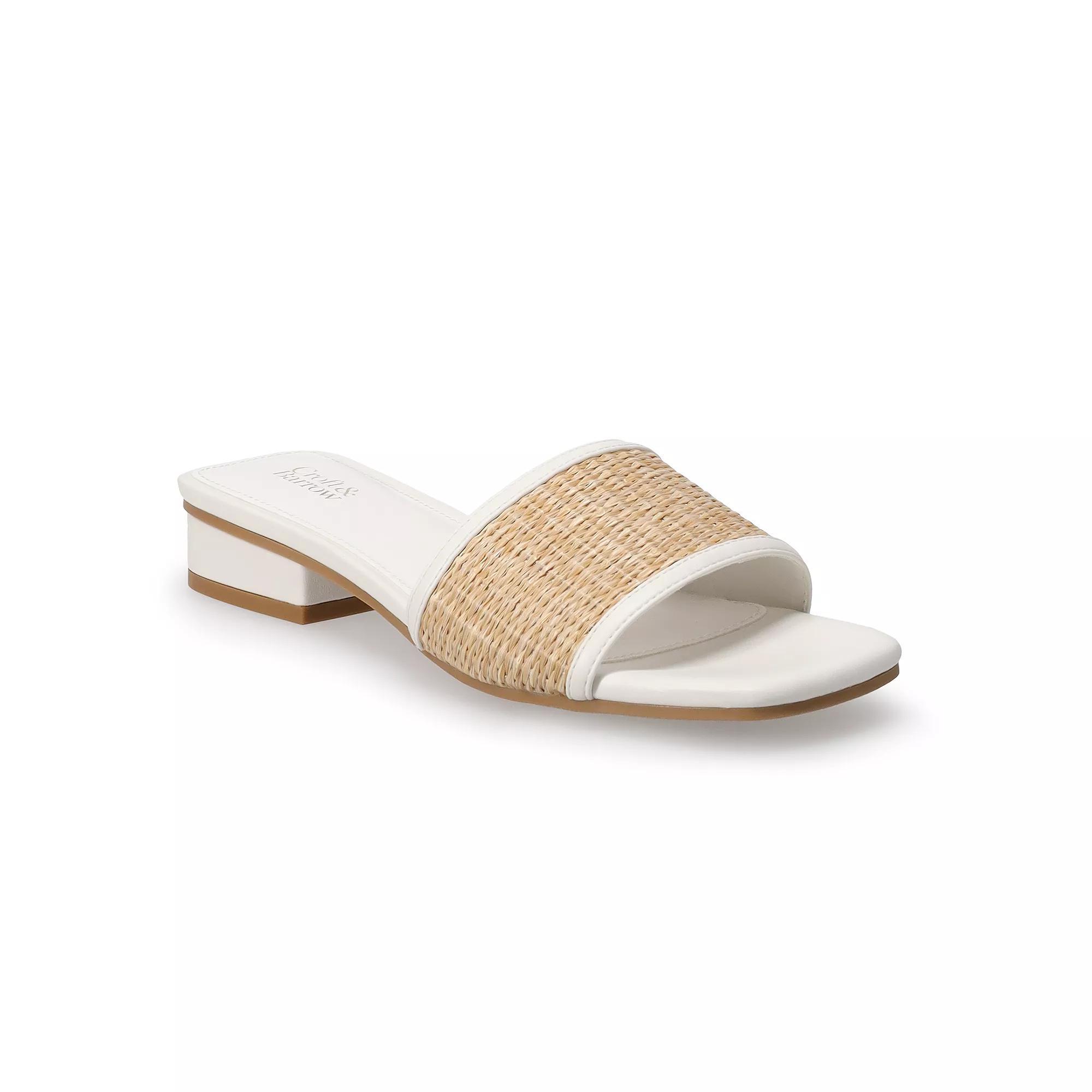 Croft & Barrow Low Block Heel Women's Sandals, Size: 6.5, White Product Image