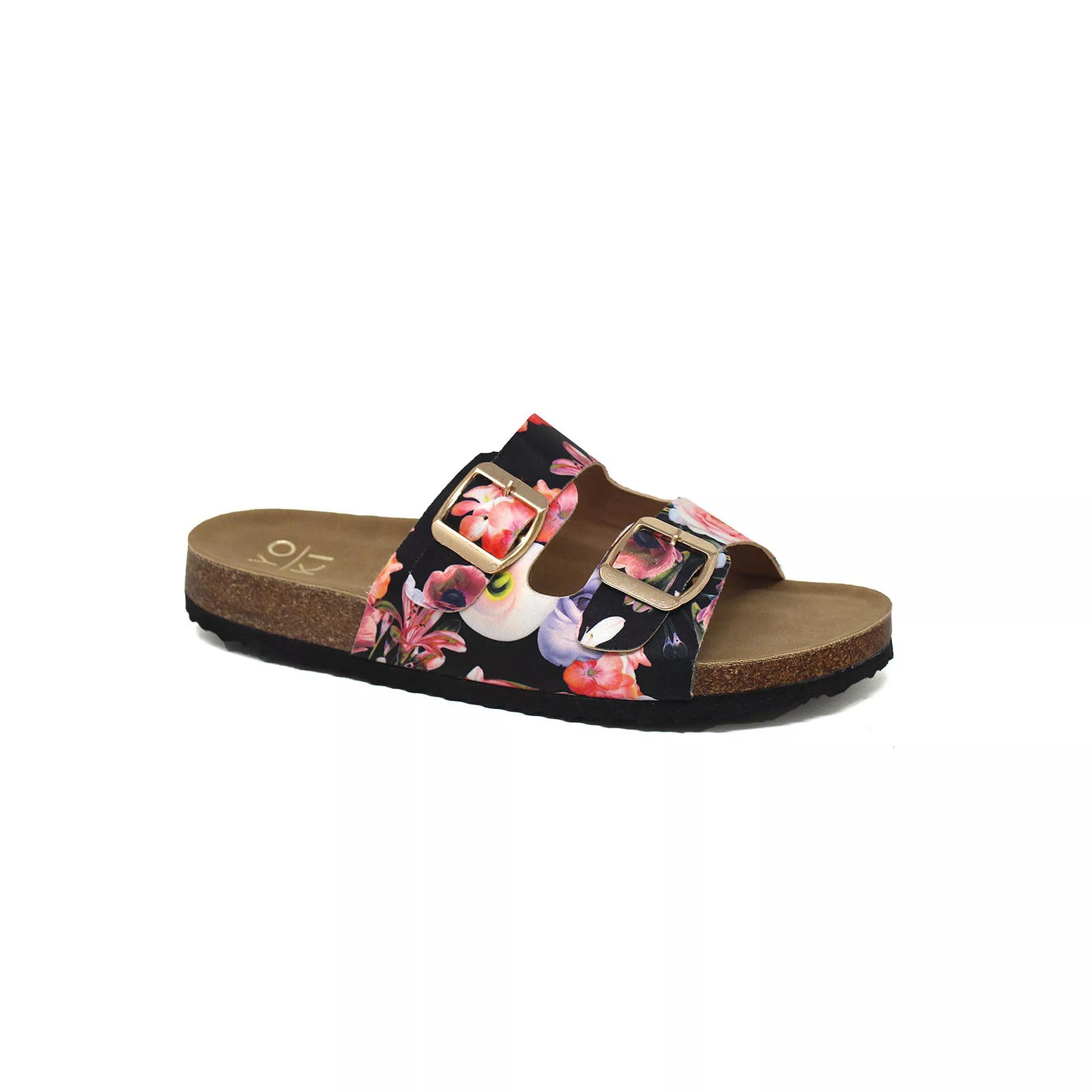 Yoki Gian 91 Women's Double Buckle Slide Sandals, Size: 7, Floral Product Image