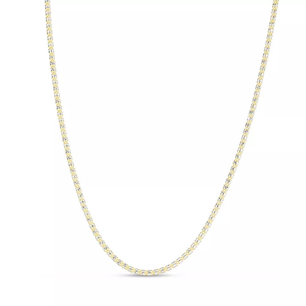 10k Gold Two Tone Textured Ice Chain Necklace, Women's, Size: 18" Product Image