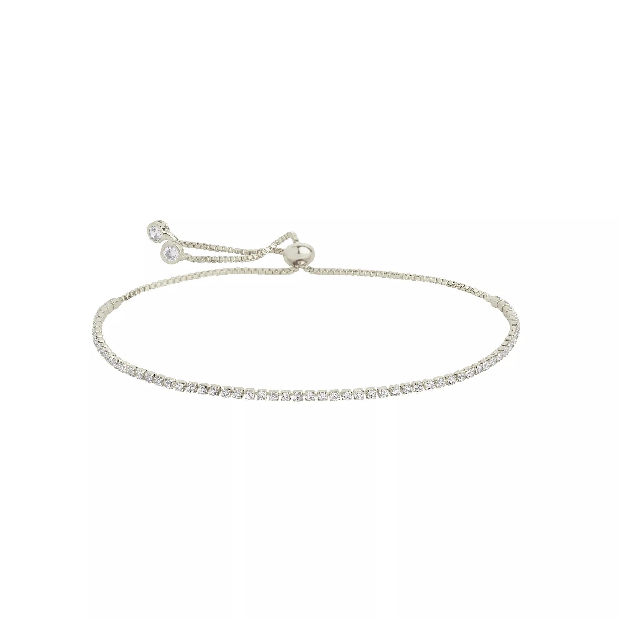 MC Collective Cubic Zirconia Slider Bracelet, Women's, Silver Tone Product Image