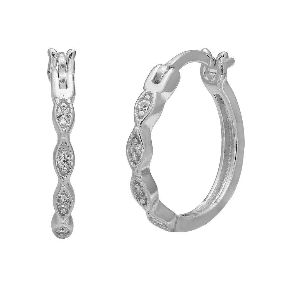 PRIMROSE Sterling Silver Cubic Zirconia Hoop Earrings, Women's, Size: 15 mm Product Image