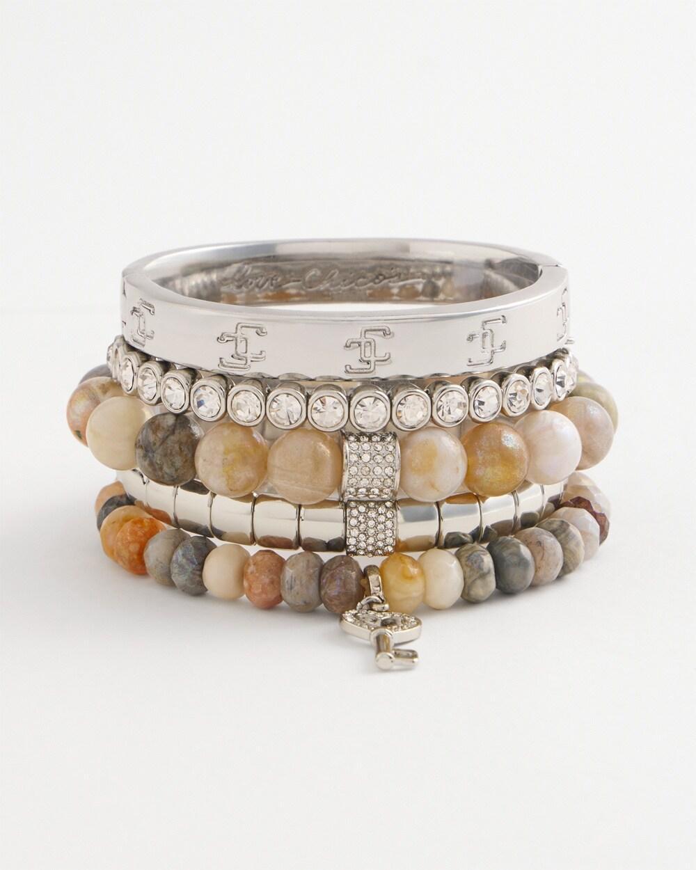 Neutral Beaded Stretch Bracelet Product Image