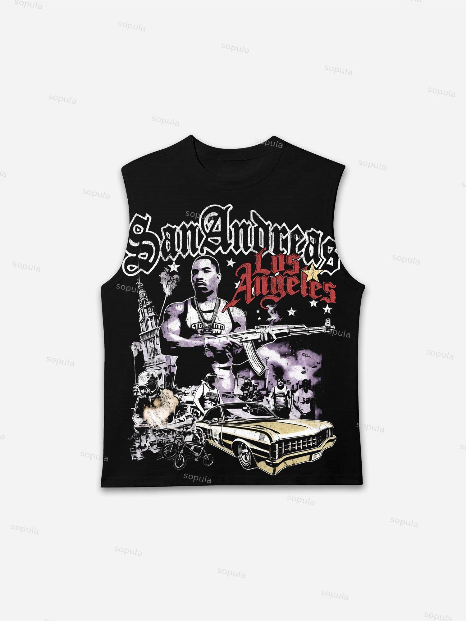 Men's Vintage GTA Graphic Tank Top Sleeveless Shirts Product Image