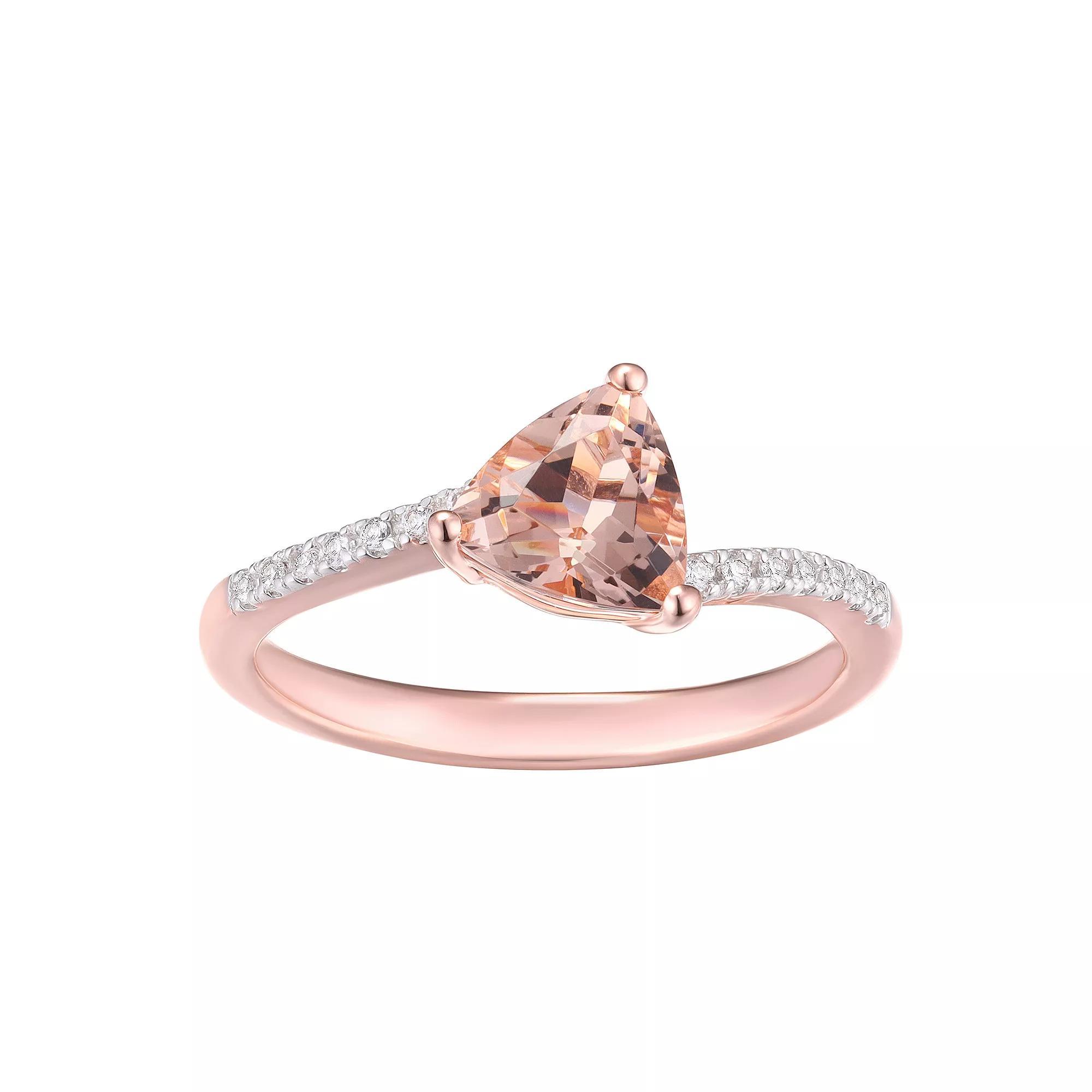 14k Rose Gold Over Silver Simulated Morganite & Lab-Created White Sapphire Ring, Women's, Size: 6, Pink Tone Product Image