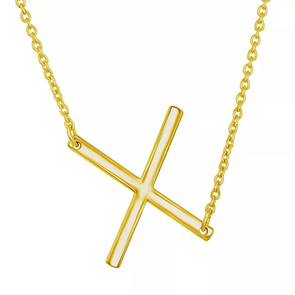 Sterling Silver Sideways Initial Necklace, Women's, Size: 16-18" ADJ, Gold Tone Z Product Image