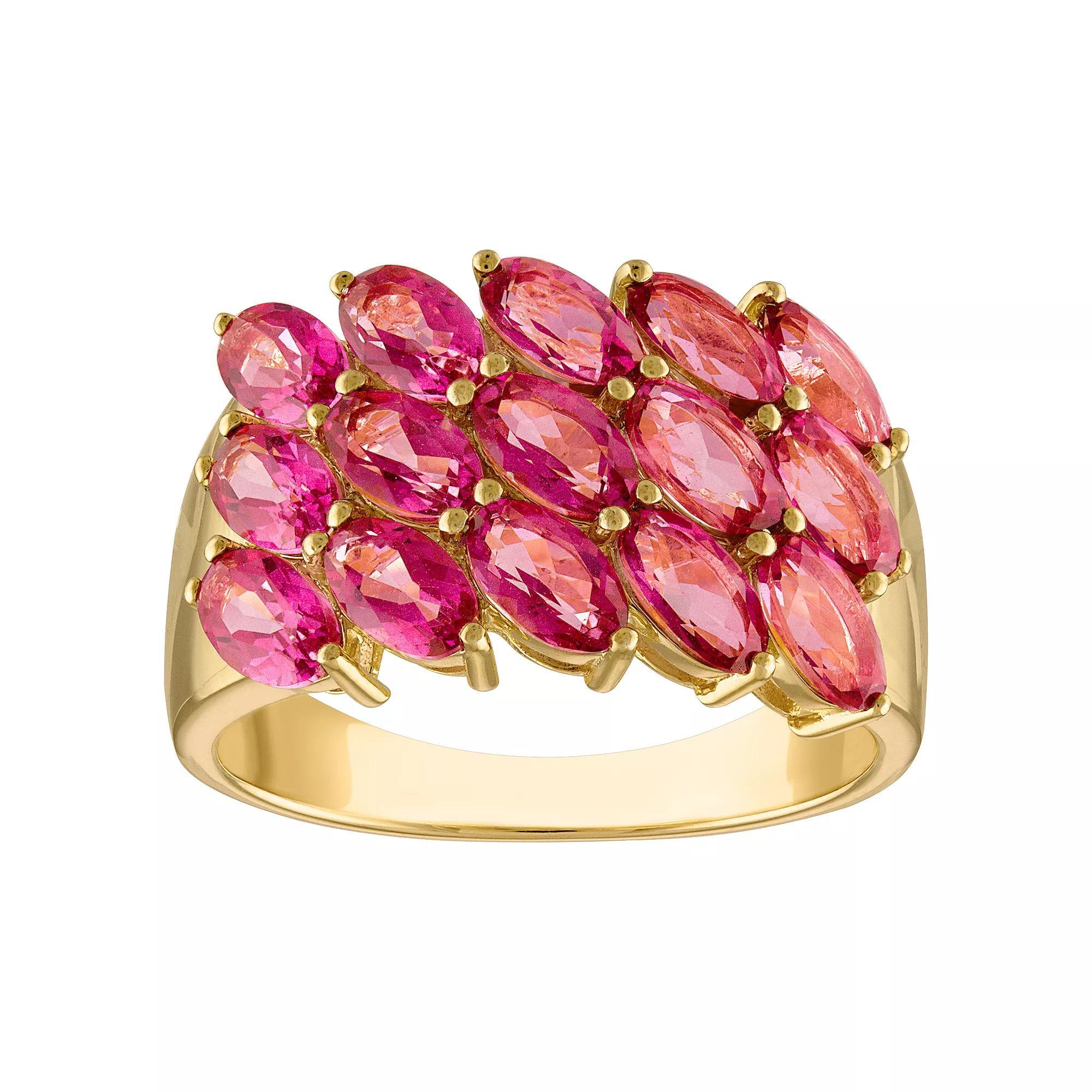 Ivy Sharpe 14k Gold Plated Simulated Pink Sapphire Ring, Womens Gold Tone Product Image