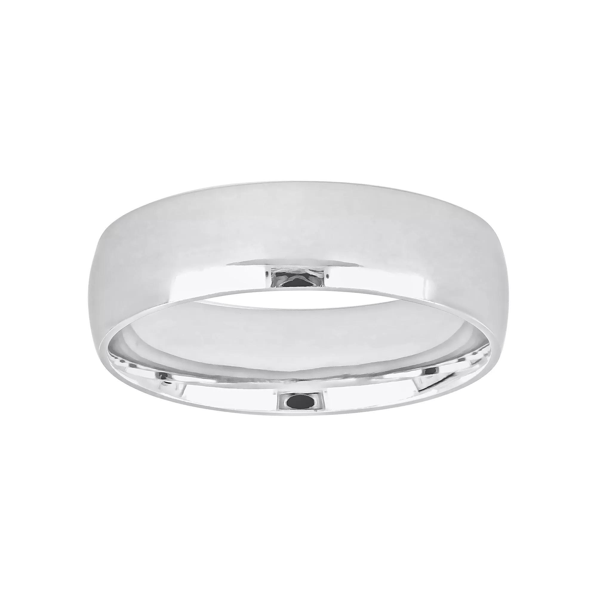 Stella Grace 14k White Gold Men's 6 mm Polished Wedding Band, Size: 9 Product Image