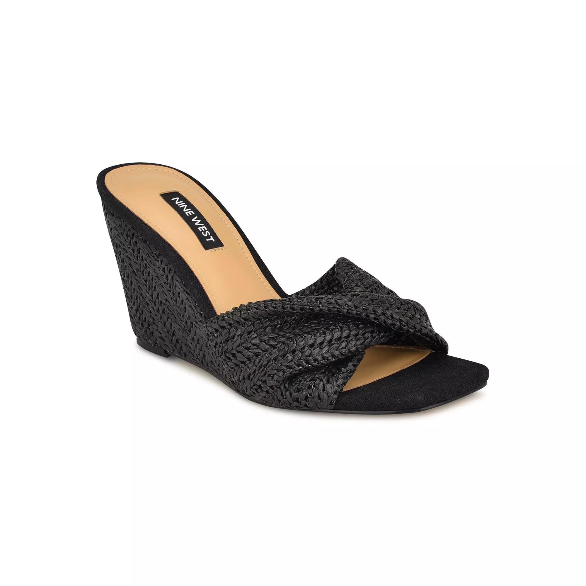Nine West Nikhil Women's Wedge Dress Sandals, Size: 7.5, Black Product Image