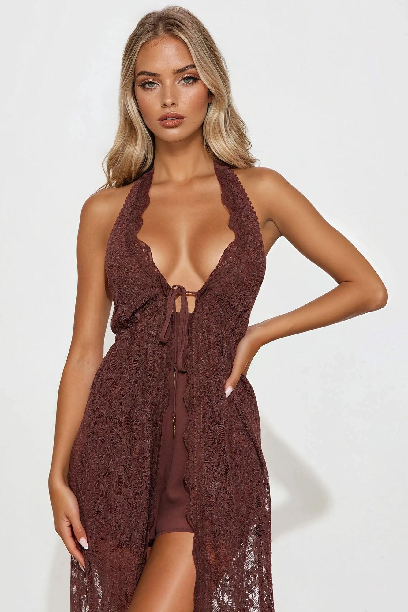 My First Impression Romper - Brown Product Image