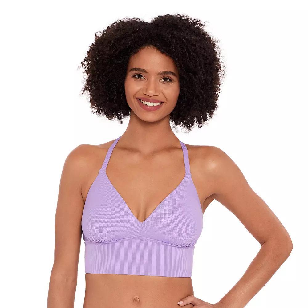 Women's Eco Beach Rib Longline Bralette Swim Top, Size: Medium, Dusty Purple Product Image