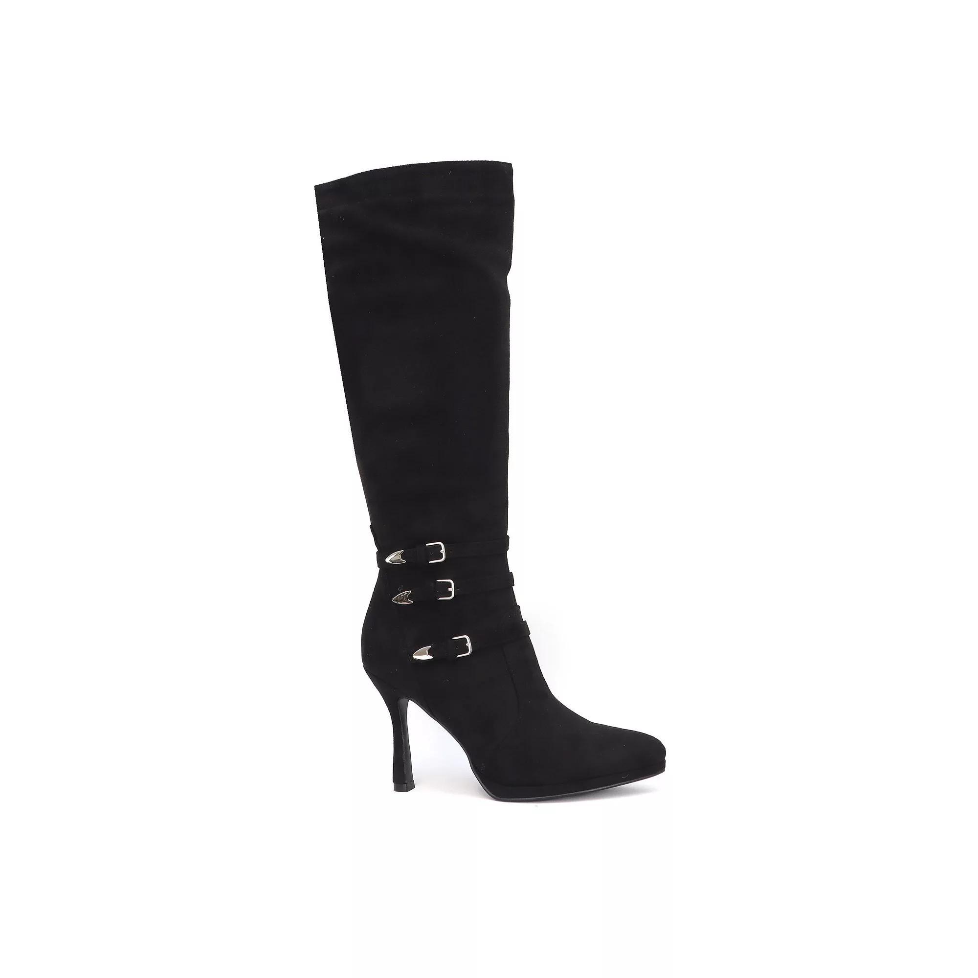 Yoki Khelani-21 Women's High Boots with 3 Straps, Size: 10, Black Product Image