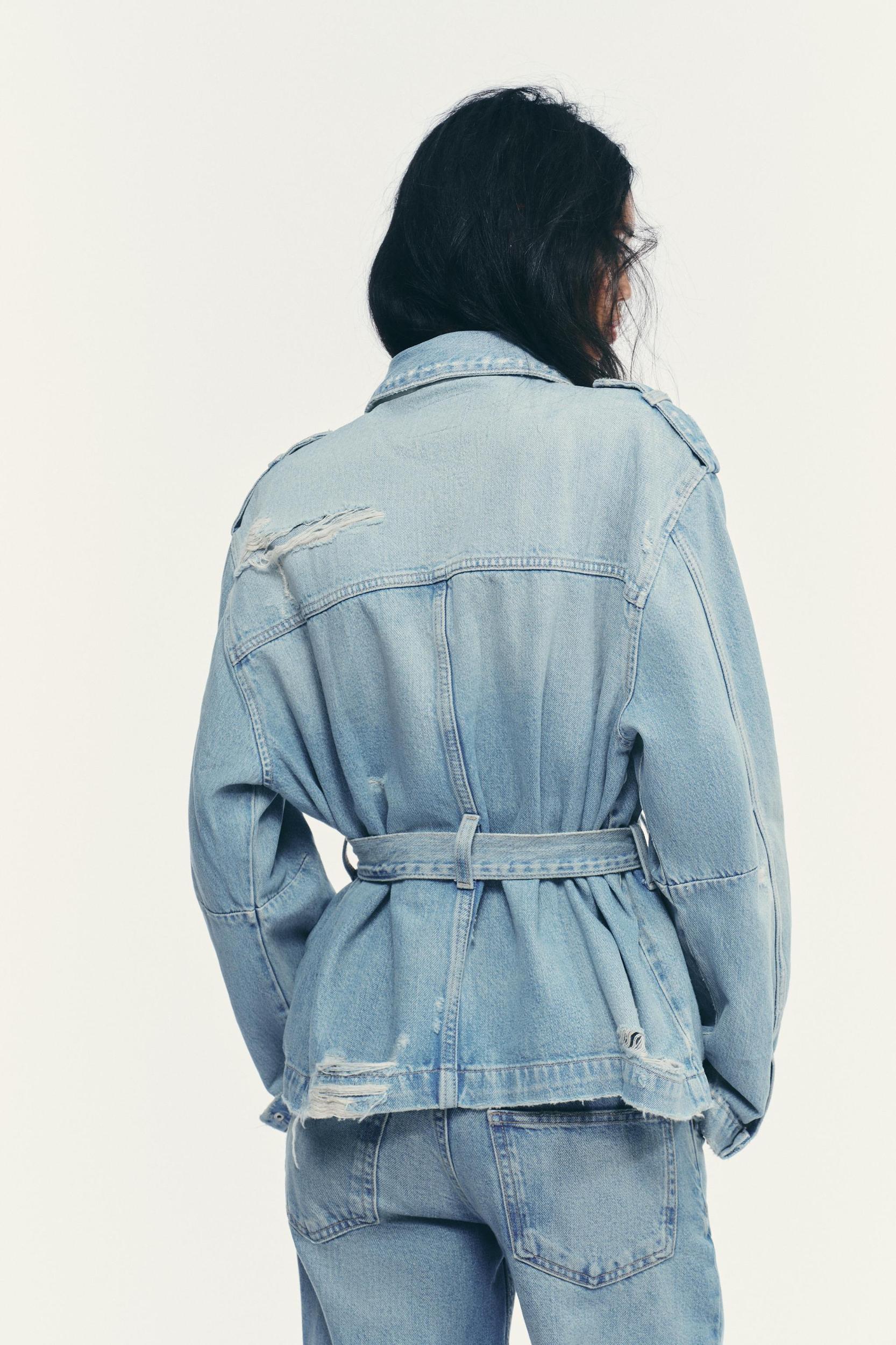 BELTED TRF DENIM JACKET Product Image