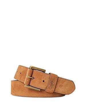 Mens Suede Debossed-Logo Belt Product Image