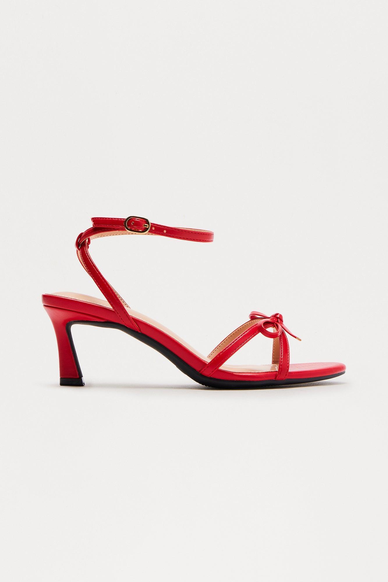 Genevieve Bow Kitten Heels - Red Female Product Image