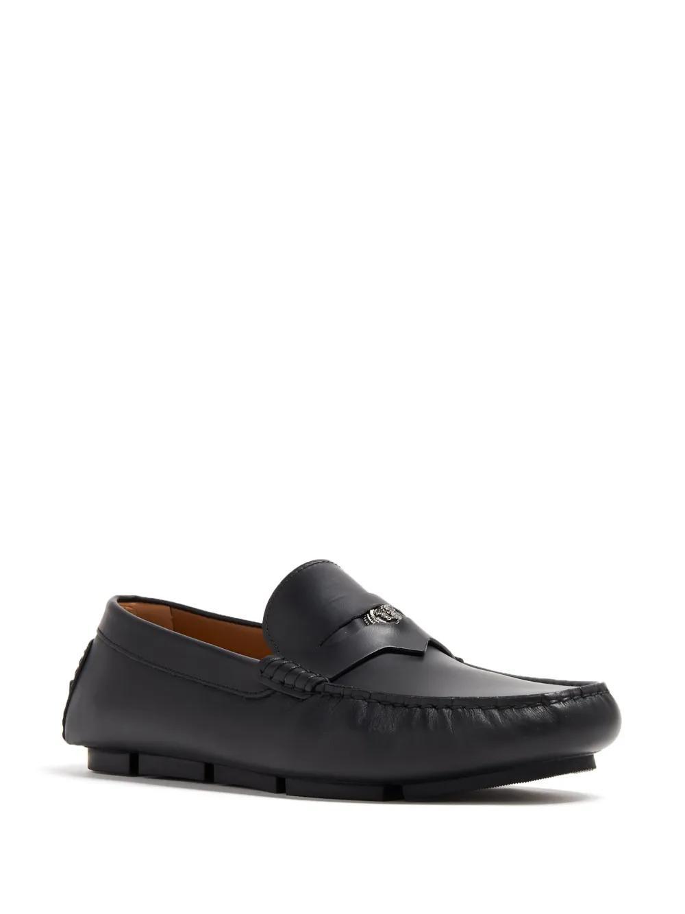 Medusa-plaque leather loafers Product Image