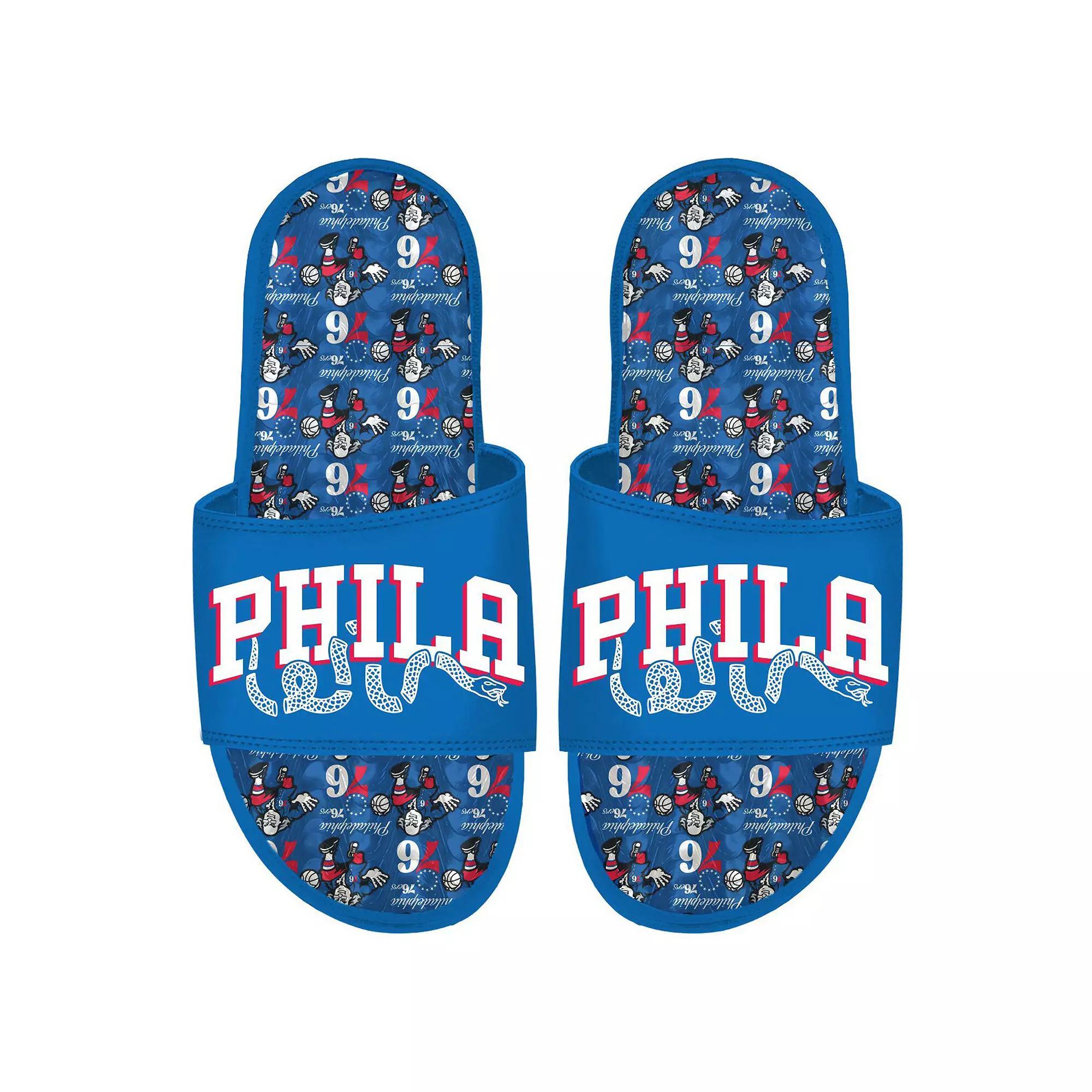 ISlide Philadelphia 76ers Team Pattern Gel Slide Sandals, Men's, Size: 13, 76r Blue Product Image