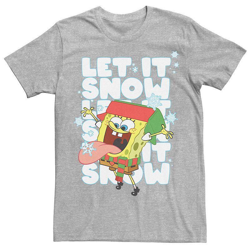 Men's Spongebob Squarepants Let It Snow Tee, Size: XXL, Red Grey Product Image