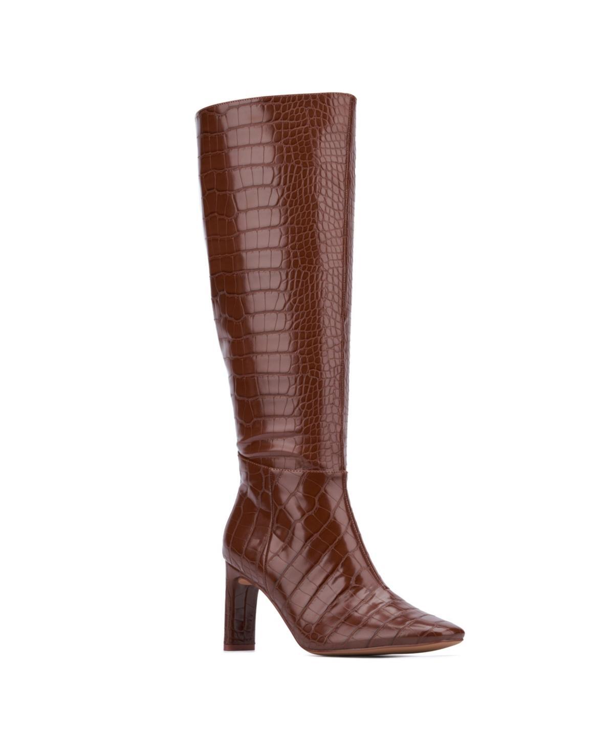 New York & Company Isabelle Women's Knee-High Boots, Size: 7, Black Croc Product Image