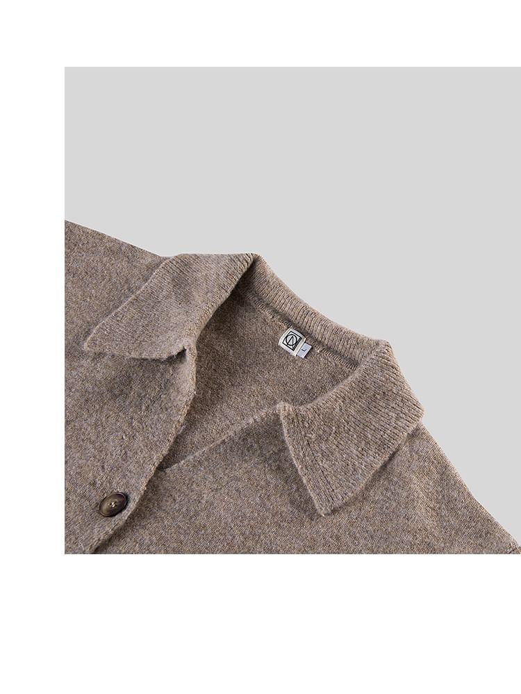 Collared Plain Cardigan Product Image