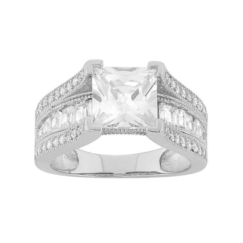 Cubic Zirconia Sterling Silver Ring, Women's, Size: 7, White Product Image