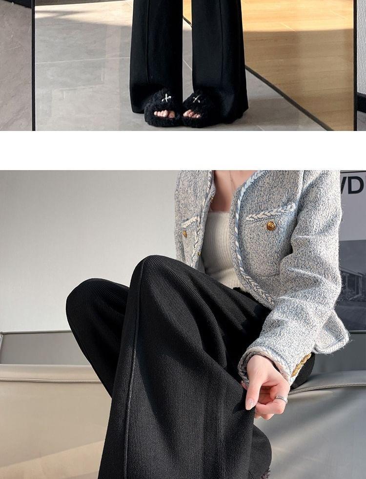 High Rise Lace-Up Knit Wide Leg Pants Product Image