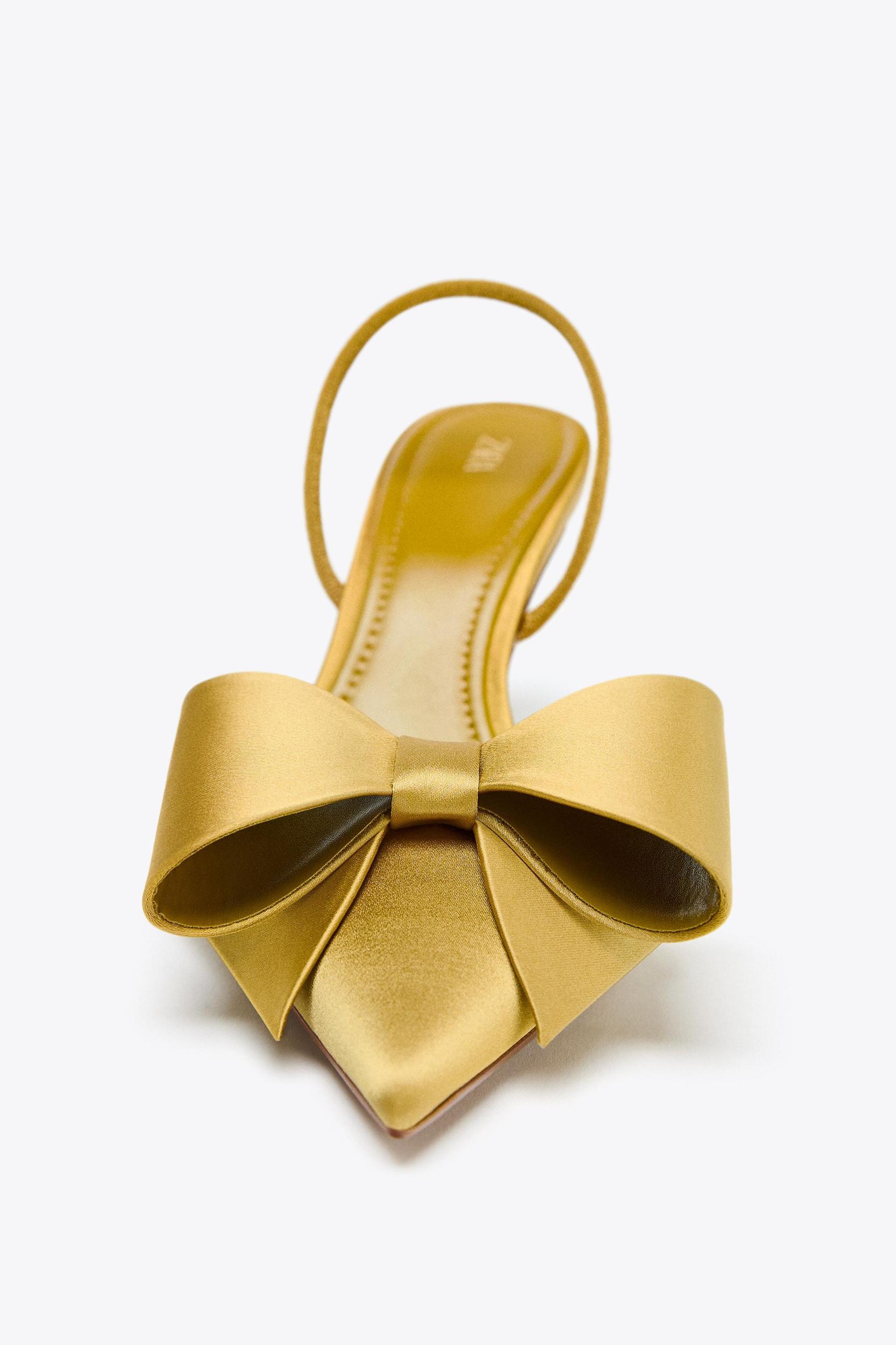 SATIN-EFFECT SLINGBACK HEELS Product Image