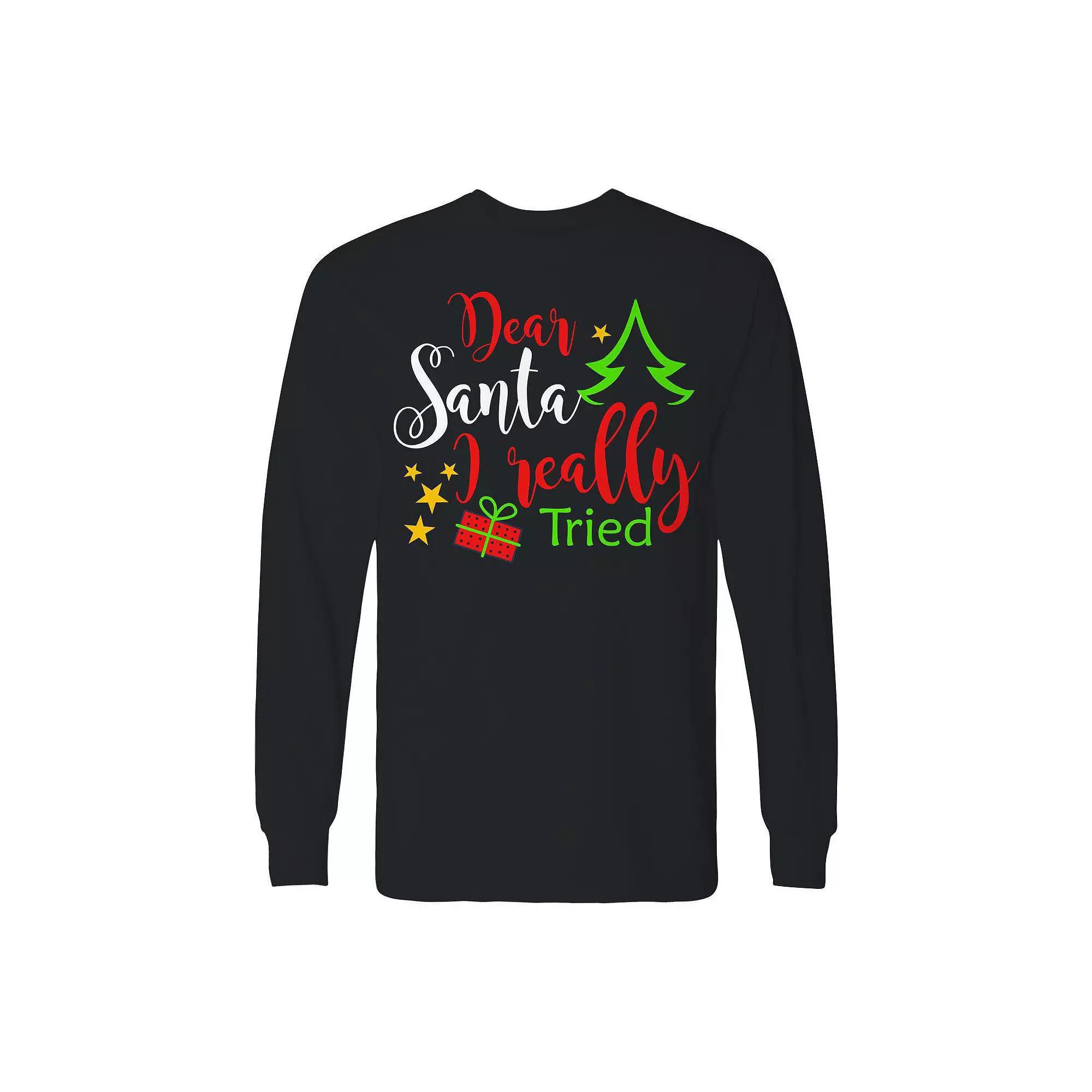 Men's Smells Like Christmas Spirit Long Sleeve Graphic Tee, Size: Large, Red Product Image