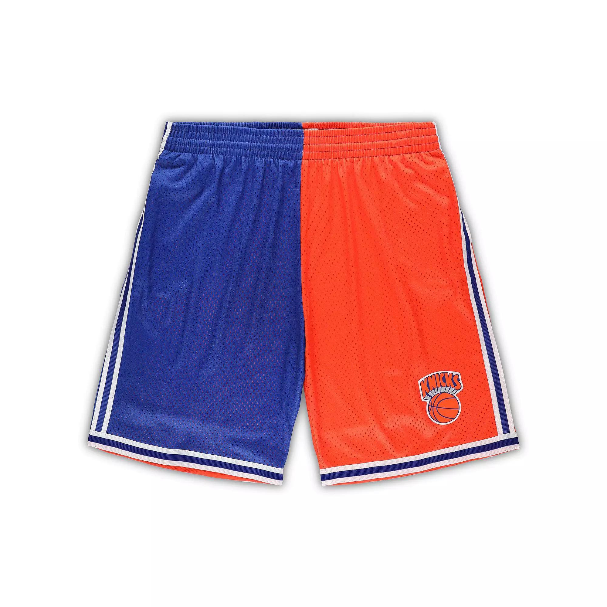 Mens Mitchell & Ness /Orange New York Knicks Big & Tall Hardwood Classics Split Swingman Shorts Product Image