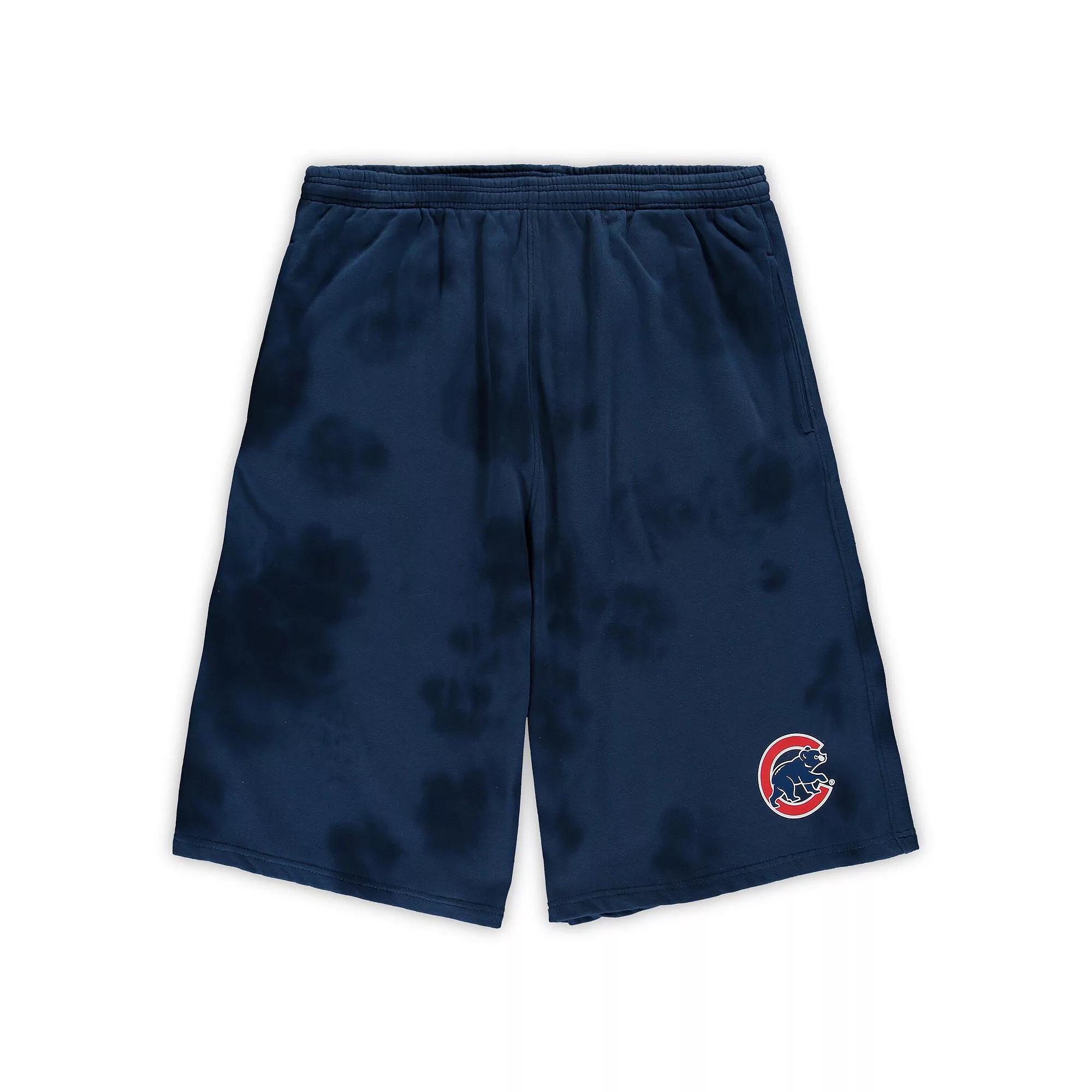 Men's Navy Chicago Cubs Big & Tall Tye Dye Fleece Shorts, Size: 3XB, Blue Product Image
