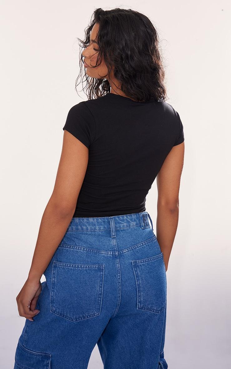 Black Modal Cotton Longline Fitted T Shirt Product Image