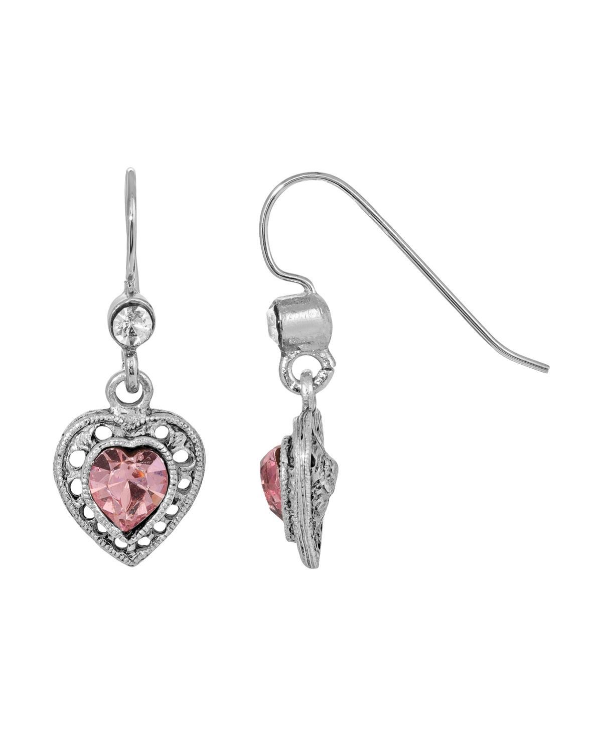 1928 Gold Tone Heart Drop Earrings, Womens, Green Product Image