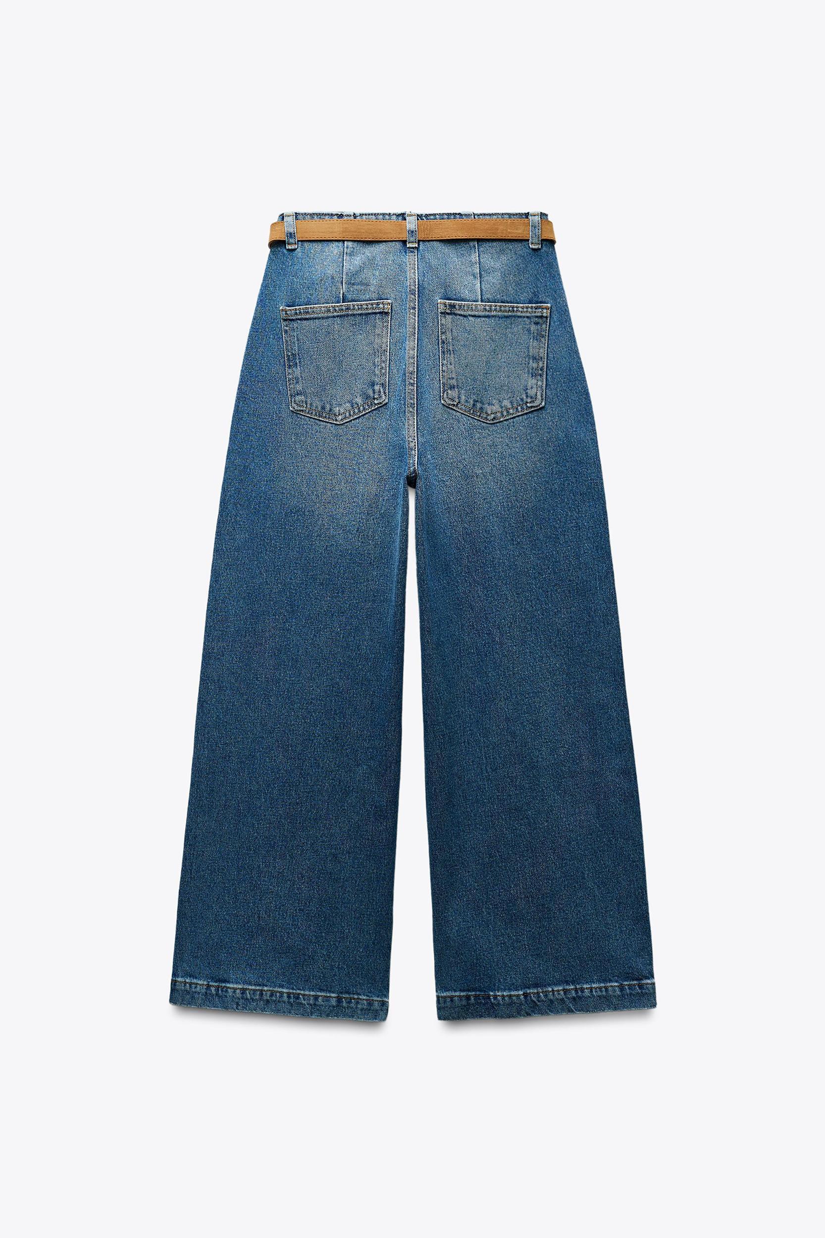 Z1975 BELTED HIGH RISE CROPPED WIDE LEG JEANS Product Image