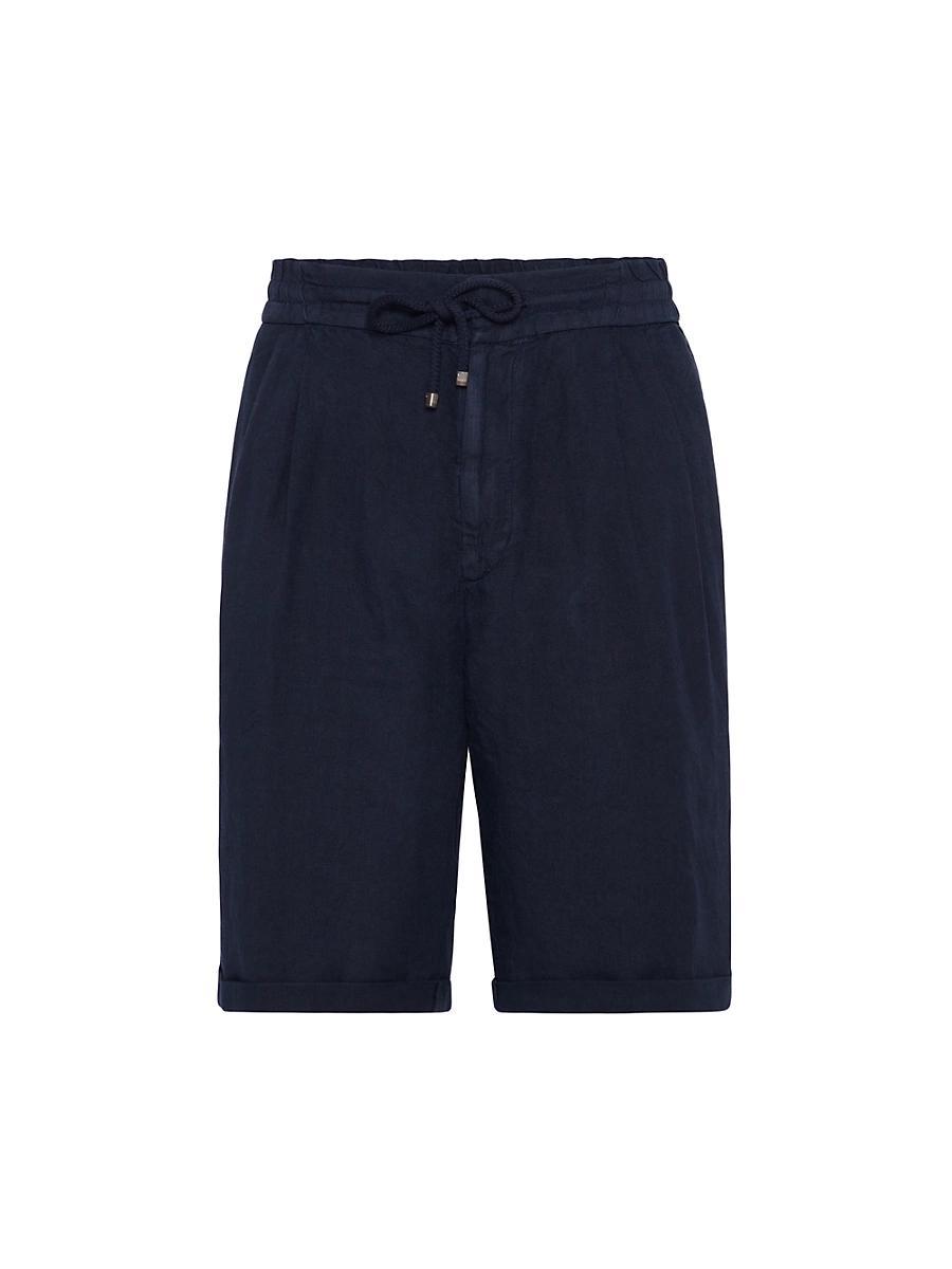 Mens Garment Dyed Bermuda Shorts in Linen Gabardine Product Image