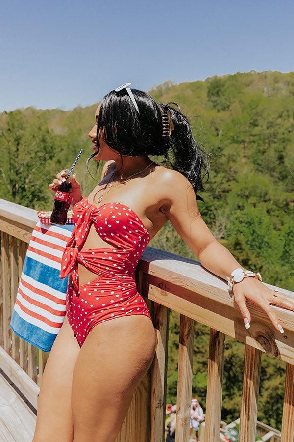 Around The Pool Polka Dot One Piece Swimsuit in Red Product Image