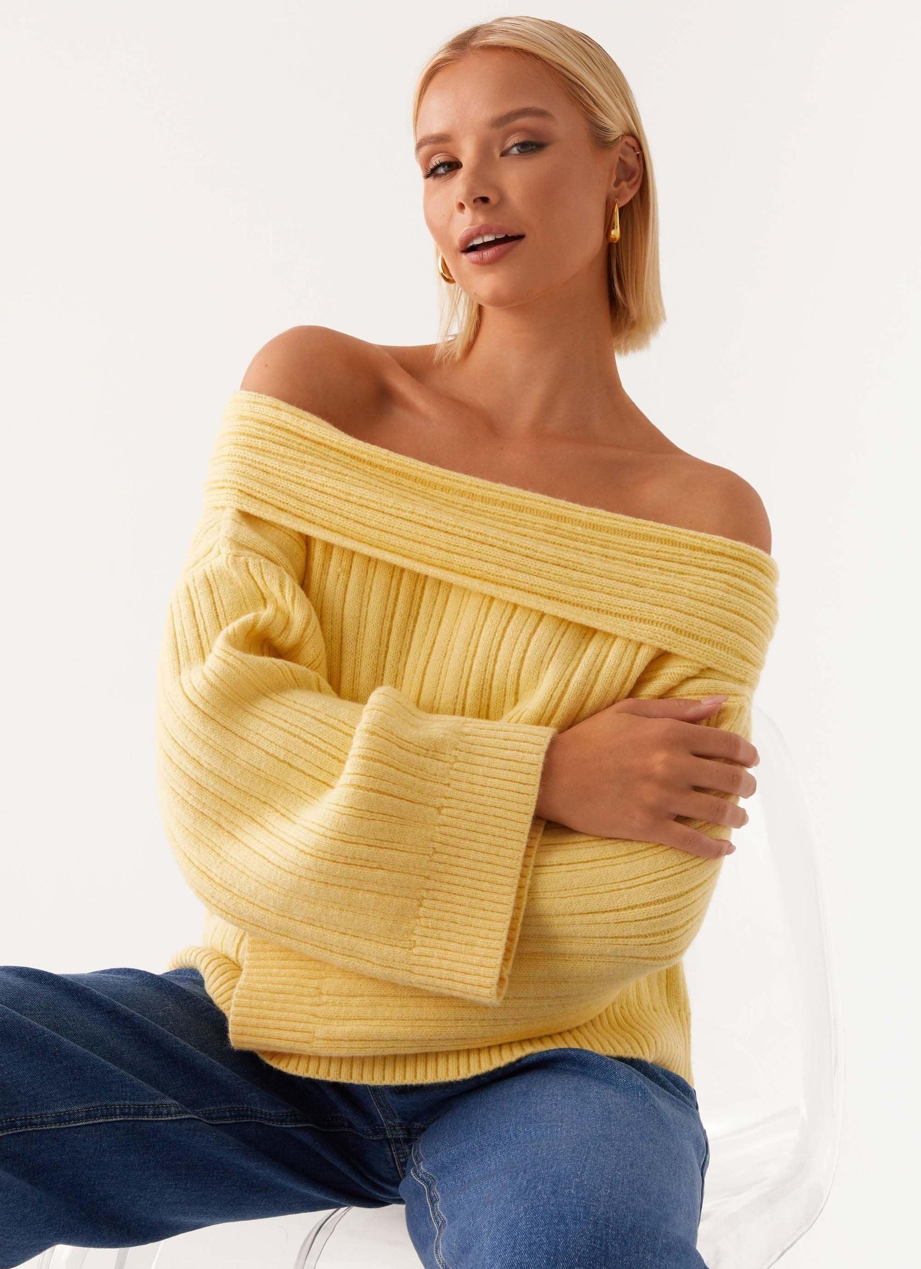 Federica Off Shoulder Knit - Lemon Product Image