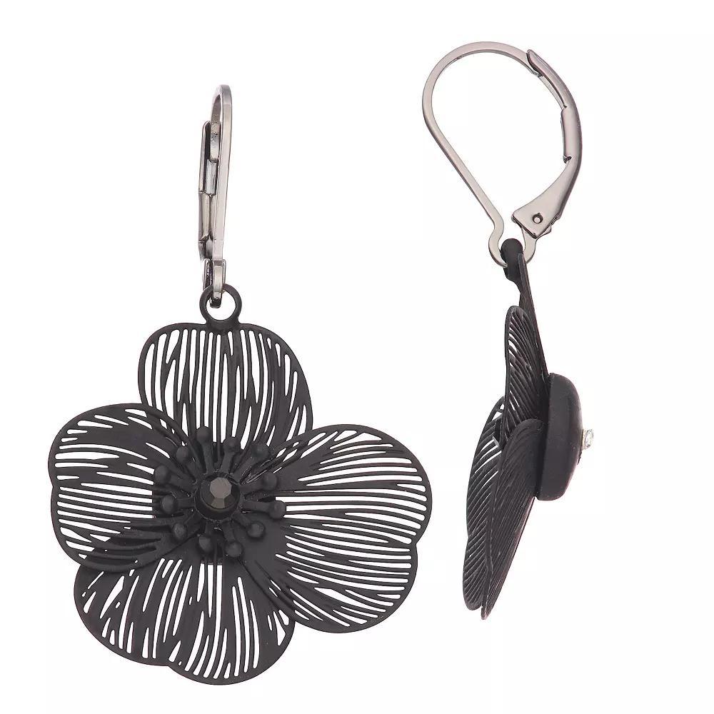 Simply Vera Vera Wang Leverback Small Flower Drop Earrings, Womens, Tone Product Image