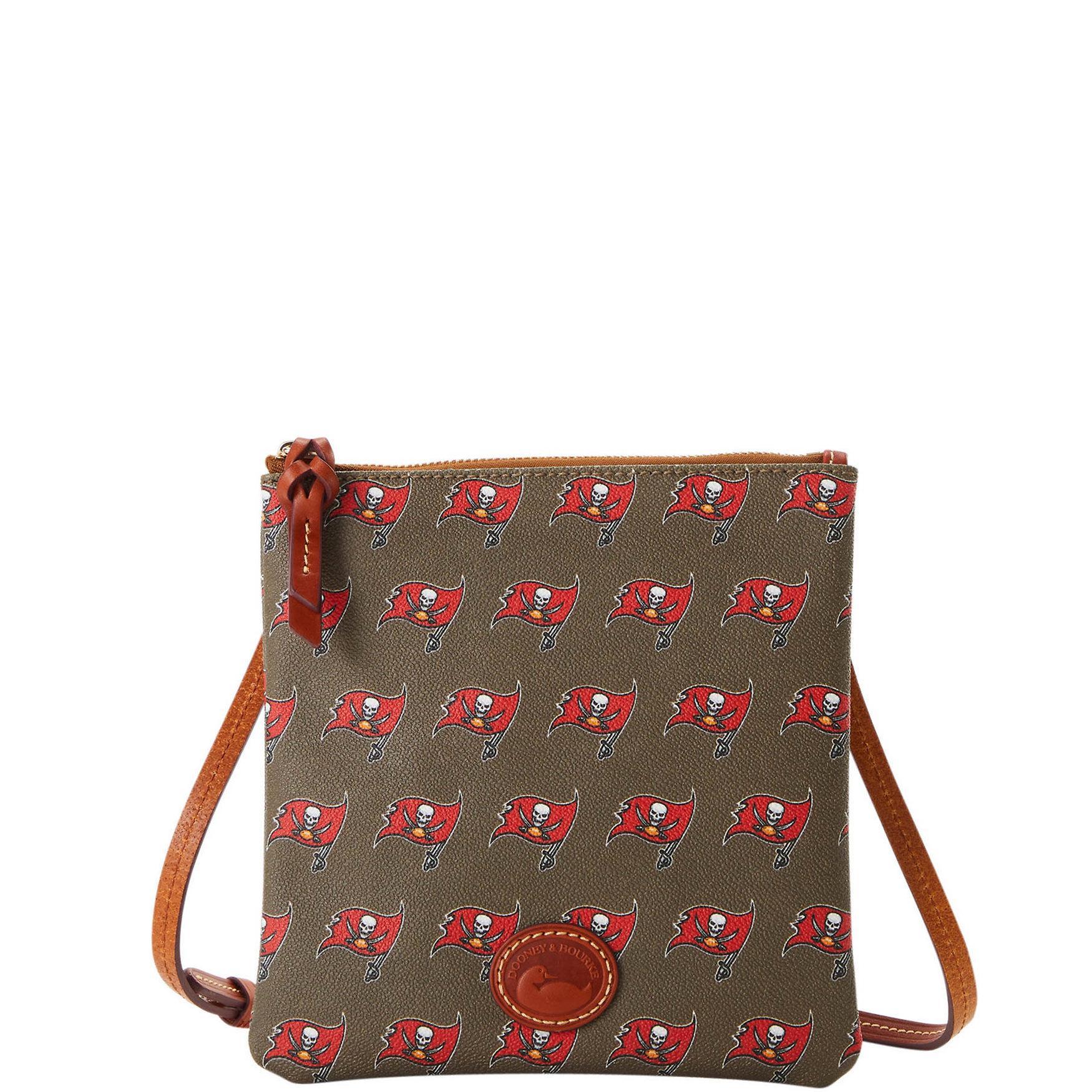 Dooney & Bourke Womens NFL Buccaneers North South Top Zip Crossbody Coated Cotton Shoulder Bag in Pewter Product Image