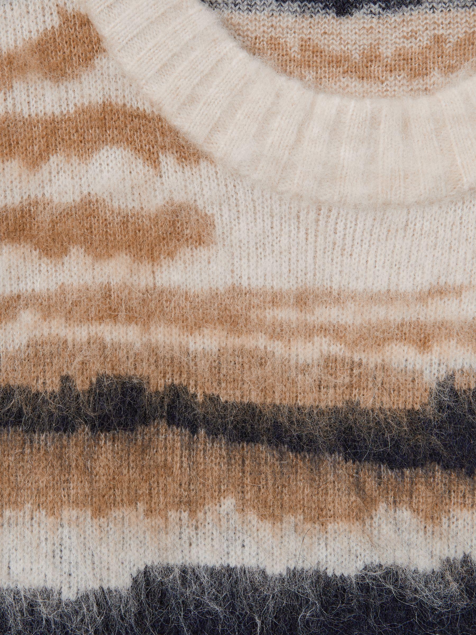 Striped Crew-Neck Jumper With Mohair in Cream/Camel Product Image