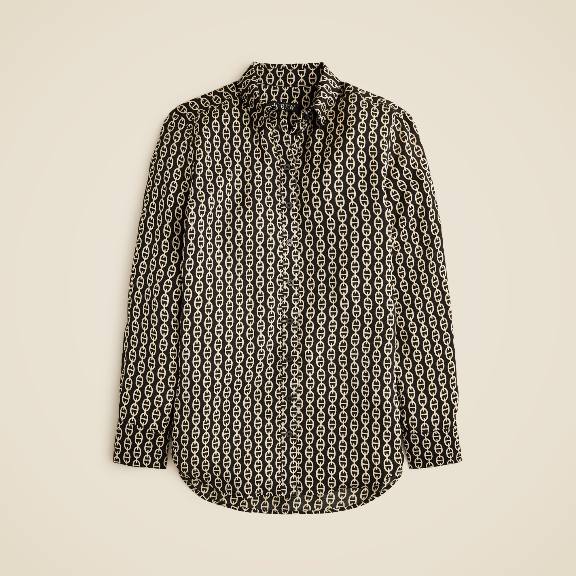 Drapey button-up shirt in chain-print viscose twill Product Image