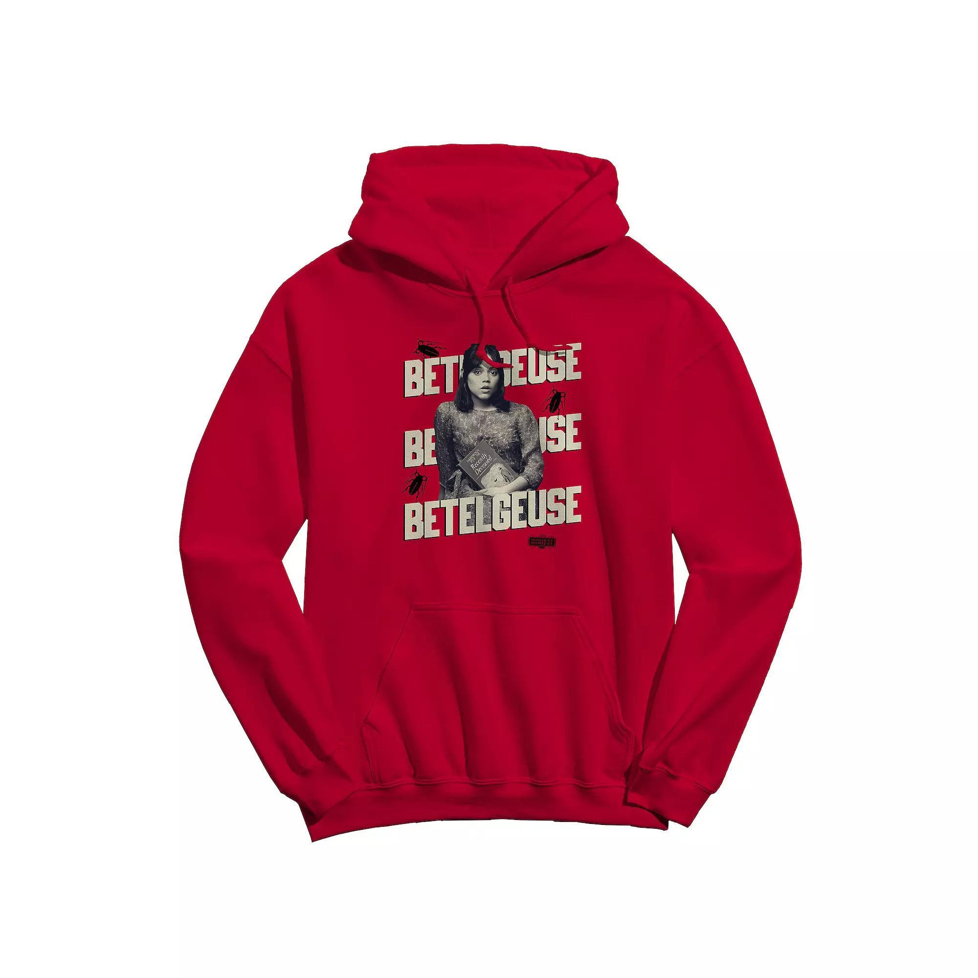 Men's Betelgeuse Repeat Beetlejuice Graphic Crew Fleece Hoodie, Women's, Size: Large, Red Product Image