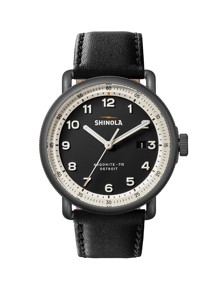 Mens Canfield Model C Leather Strap Watch, 43mm Product Image