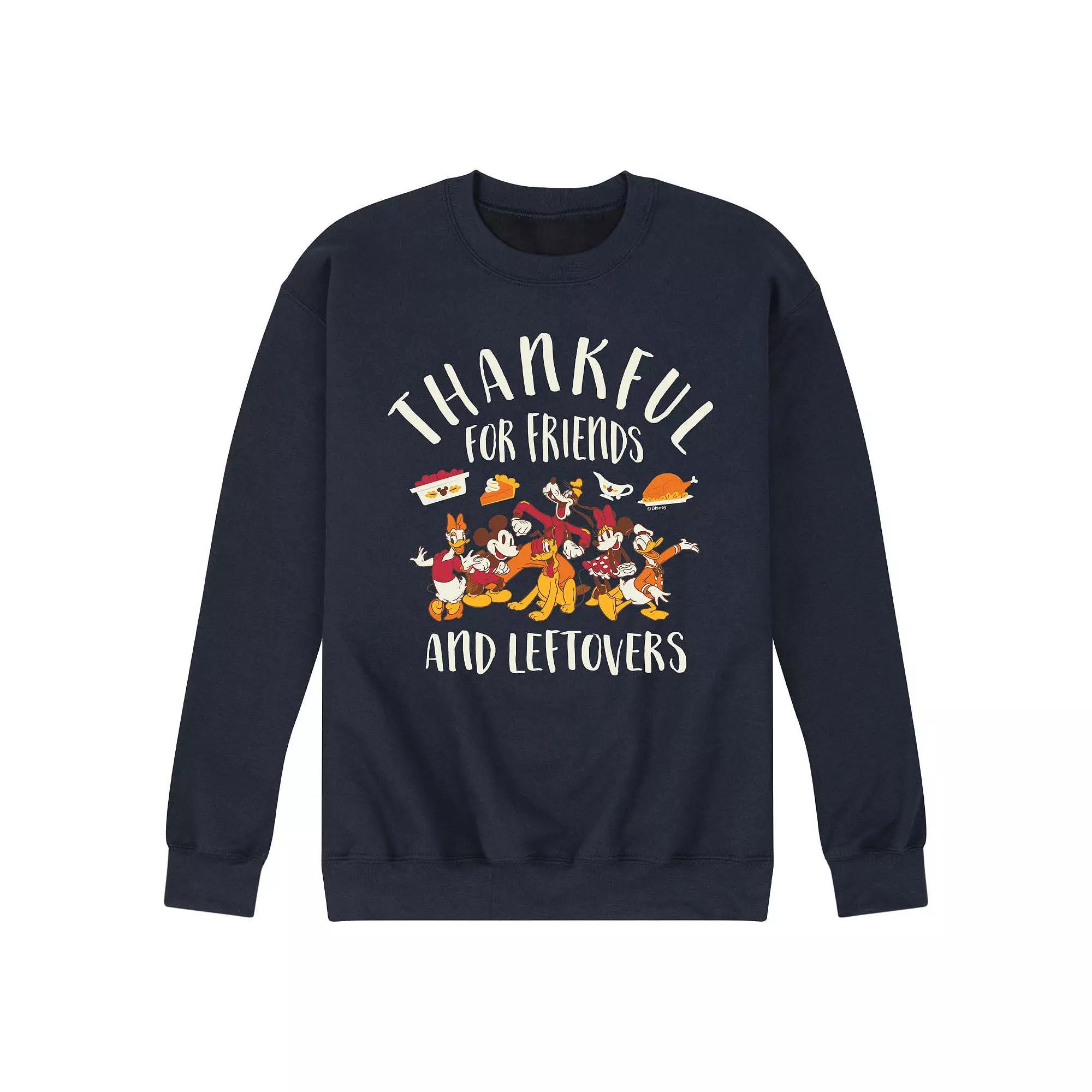 Disneys Mickey Mouse & Friends Mens Friends And Leftovers Fleece Sweatshirt Blue Product Image