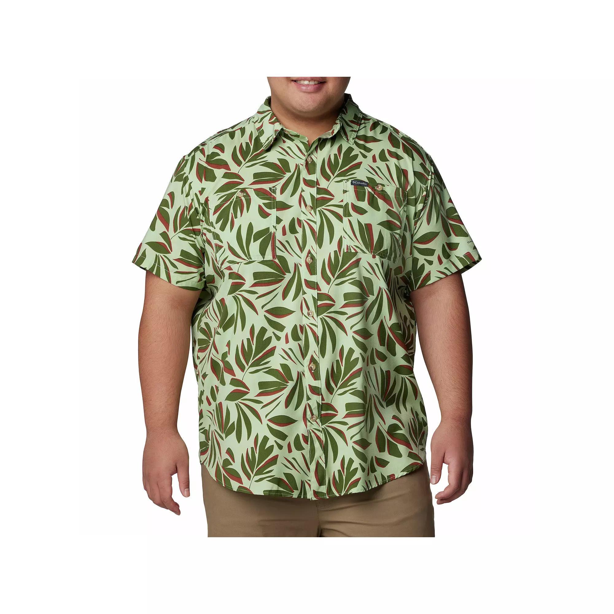 Men's Columbia UPF 40 Utilizer Printed Short Sleeve Button-Down Shirt, Size: Small, Spray Areca Product Image