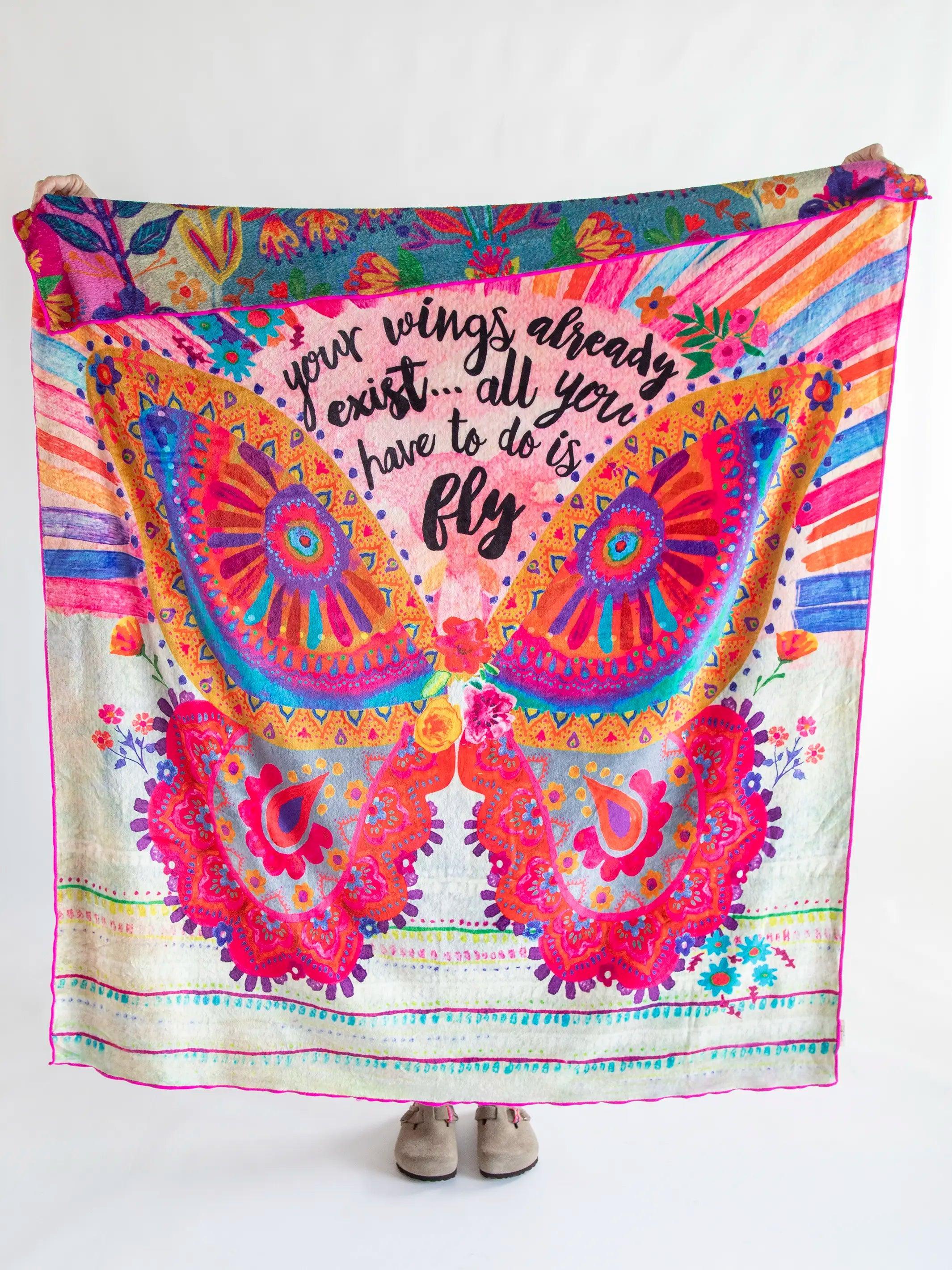 Reversible Cozy Throw Blanket - Your Wings Exist Product Image