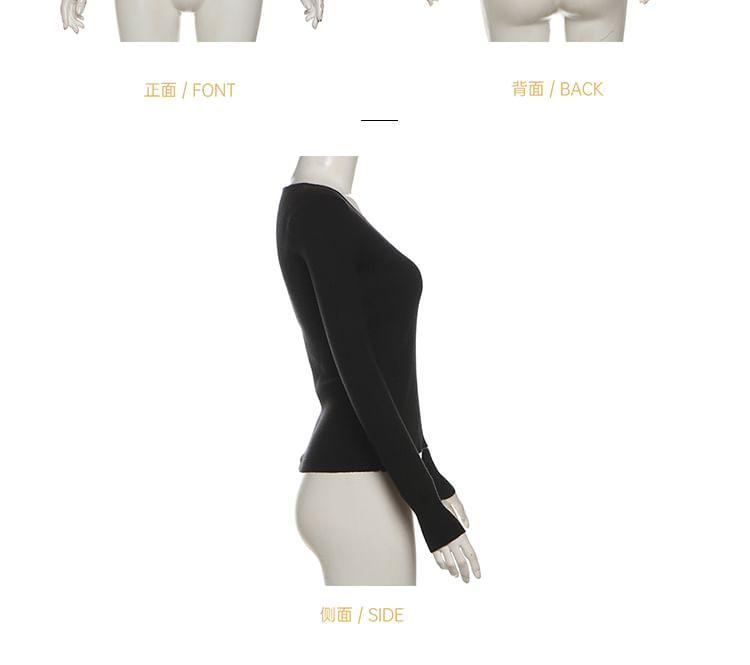 One-Shoulder Plain Ribbed Sweater / Lace Trim Camisole Top Product Image