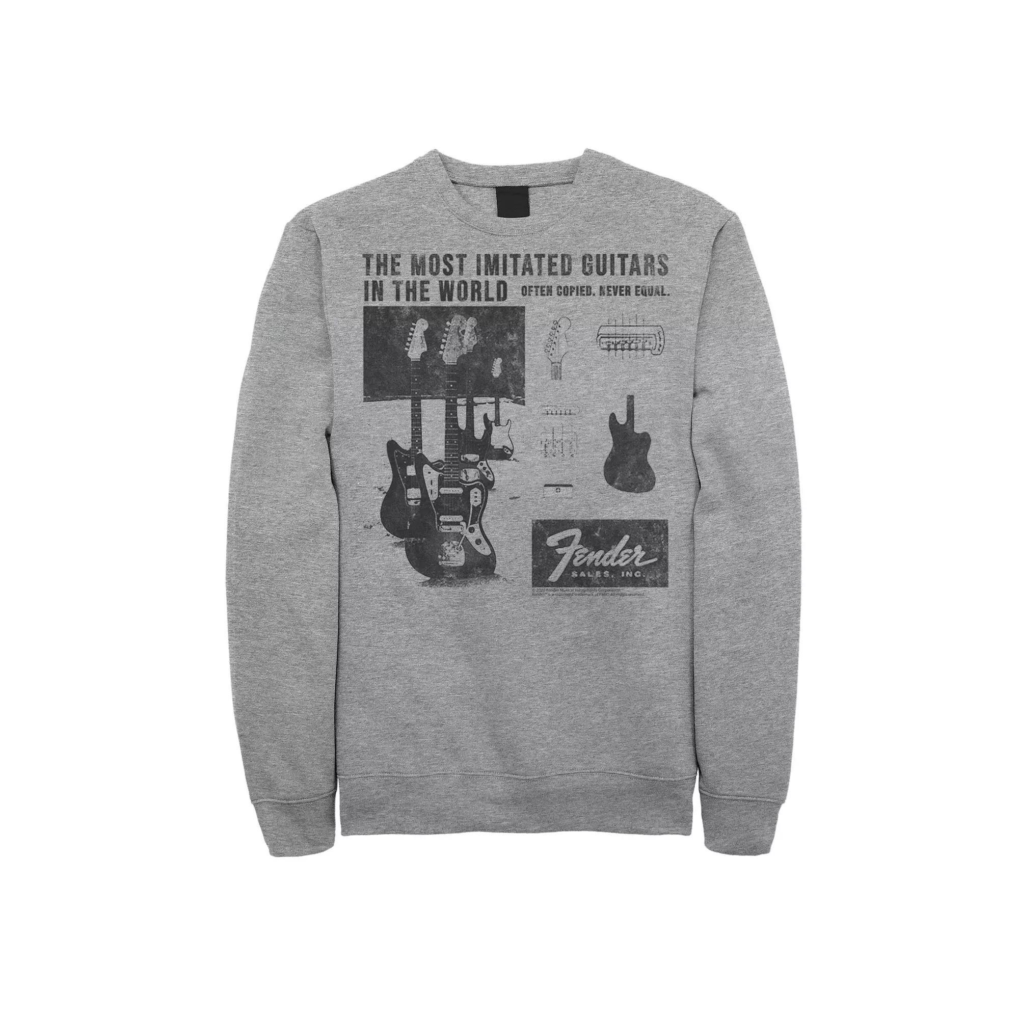 Men's Fender The Most Imitated Guitars In The World Sweatshirt, Size: XXL, Athletic Grey Product Image