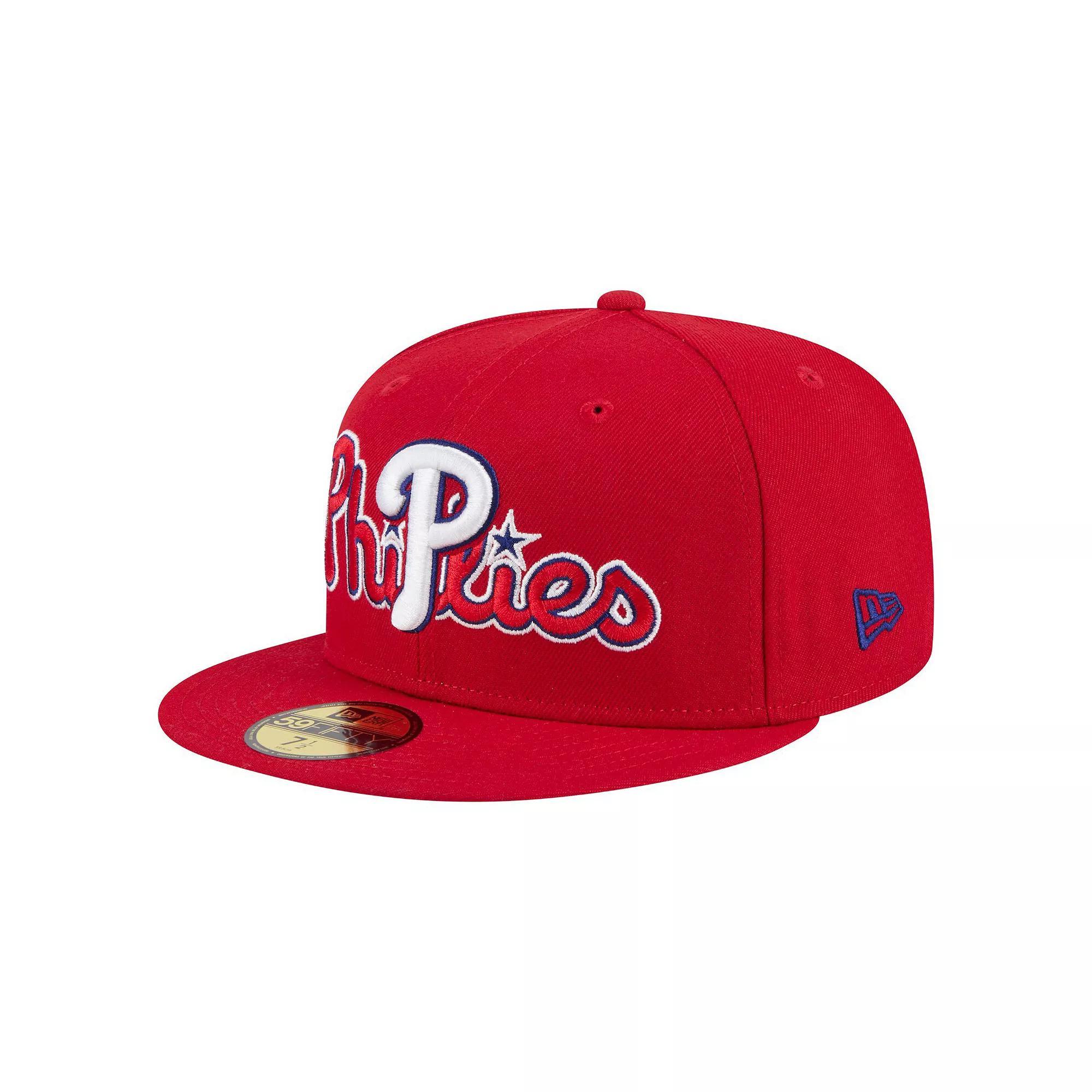 Men's New Era Red Philadelphia Phillies Overlap 59FIFTY Fitted Hat, Size: 7 1/2 Product Image